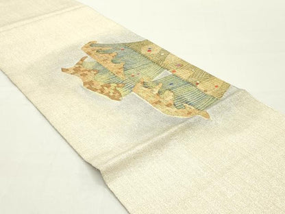 平和屋着物●綴れ 太鼓柄袋帯 作家物 抽象文様 金銀糸 正絹 逸品 DAAZ3396ob