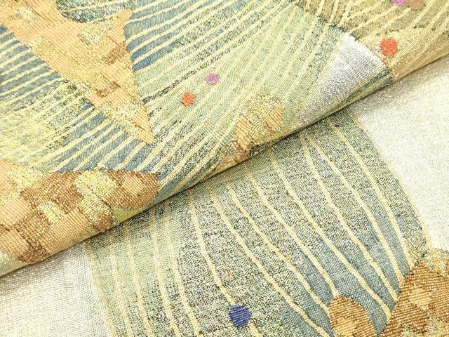 平和屋着物●綴れ 太鼓柄袋帯 作家物 抽象文様 金銀糸 正絹 逸品 DAAZ3396ob