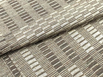 平和屋着物●八寸名古屋帯　紬地　めがね織　間道　正絹　逸品　未使用　DAAZ3412ob