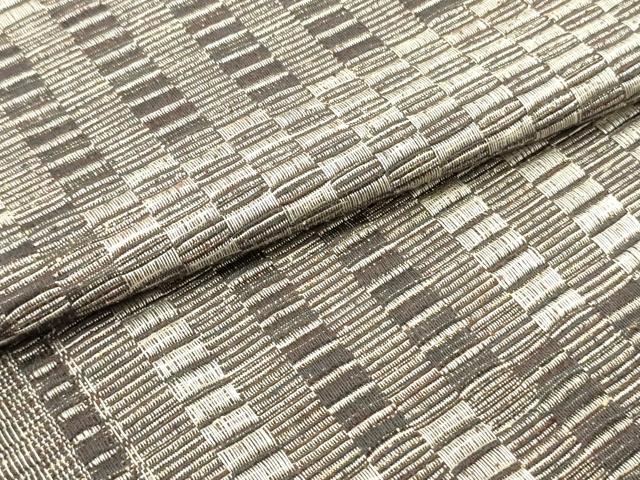 平和屋着物●八寸名古屋帯　紬地　めがね織　間道　正絹　逸品　未使用　DAAZ3412ob