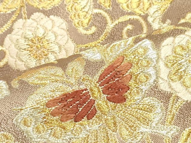 平和屋着物●六通柄袋帯 唐織 華宝 金糸 正絹 逸品 DAAZ3413ob