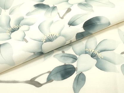 平和屋着物●塩瀬 九寸名古屋帯 作家物 手描き 枝花文 正絹 逸品 DAAZ3414ob