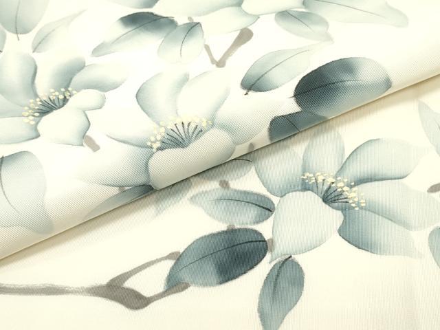 平和屋着物●塩瀬 九寸名古屋帯 作家物 手描き 枝花文 正絹 逸品 DAAZ3414ob