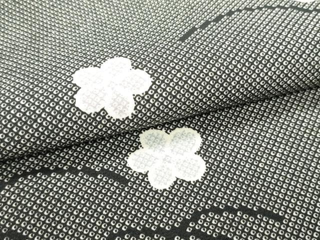 平和屋着物●全通柄九寸名古屋帯 舞花文 黒地 正絹 逸品 DAAZ3423ob
