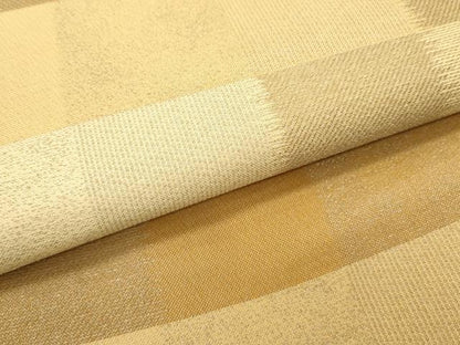 平和屋着物●両面 六通柄袋帯 市松文 金通し地 正絹 逸品 DAAZ3426ob