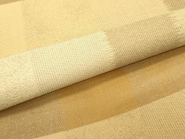 平和屋着物●両面 六通柄袋帯 市松文 金通し地 正絹 逸品 DAAZ3426ob