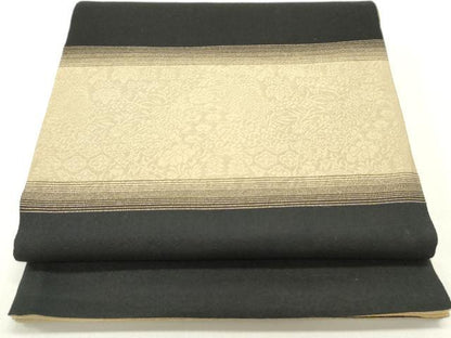 平和屋着物●両面 六通柄袋帯 市松文 金通し地 正絹 逸品 DAAZ3426ob