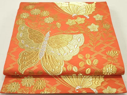 平和屋着物●西陣 川島織物 六通柄 本袋帯 唐織 松皮菱花鳥文 金銀糸 正絹 逸品 DAAZ3431ob