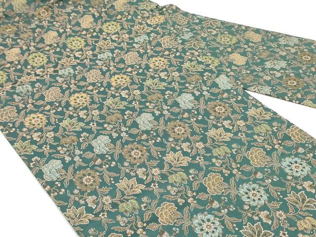 平和屋着物●九寸名古屋帯 更紗花文 銀糸 正絹 逸品 DAAZ3433ob