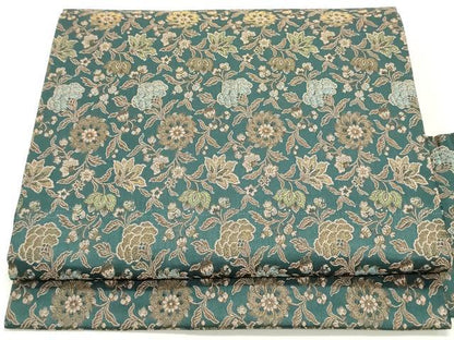 平和屋着物●九寸名古屋帯 更紗花文 銀糸 正絹 逸品 DAAZ3433ob