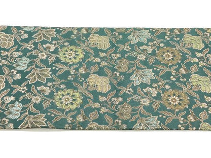 平和屋着物●九寸名古屋帯 更紗花文 銀糸 正絹 逸品 DAAZ3433ob