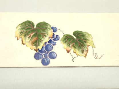 平和屋着物●九寸名古屋帯 手描き 紬地 葡萄蔦の葉文 正絹 逸品 DAAZ3434ob