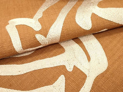 平和屋着物●本場結城紬 重要無形文化財 八寸名古屋帯 総刺繍 抽象文様 正絹 逸品 DAAZ3436ob