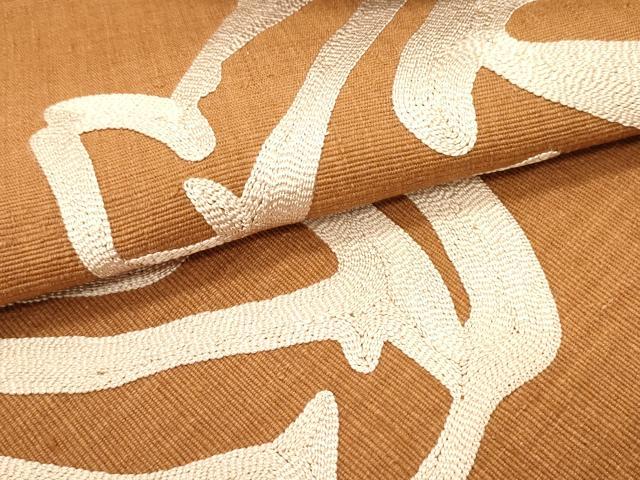 平和屋着物●本場結城紬 重要無形文化財 八寸名古屋帯 総刺繍 抽象文様 正絹 逸品 DAAZ3436ob