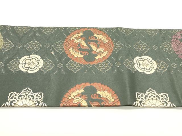 平和屋着物●九寸名古屋帯 唐織 正倉院鳳凰花間道 金糸 正絹 逸品 DAAZ3446ob