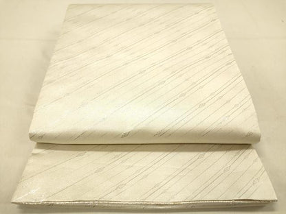 平和屋着物◎六通柄袋帯　流水吉祥花文　金銀糸　正絹　逸品　DAAZ3523jm