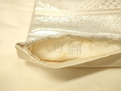平和屋着物◎六通柄袋帯　唐織　九百錦　渡橋鳳凰花文　銀糸　正絹　逸品　DAAZ3524jm
