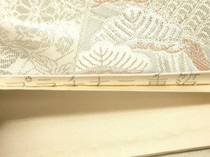 平和屋着物◎六通柄袋帯　源氏扇絵巻文　プラチナ二重箔　正絹　逸品　DAAZ3525jm