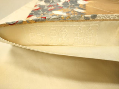 平和屋着物◎六通柄袋帯　唐織　蒔絵錦　手引箔　渡橋花文　金銀糸　正絹　逸品　DAAZ3532jm