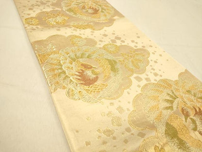 平和屋着物◎六通柄袋帯　雲取り鳳凰花文　金糸　正絹　逸品　DAAZ3533jm