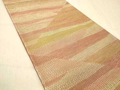 平和屋着物◎両面　六通柄袋帯　彩かさね　本泥染　霞文　金糸　正絹　逸品　DAAZ3555jm