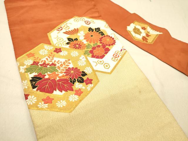 平和屋着物◎綴れ　八寸名古屋帯　亀甲吉祥花文　金糸　正絹　逸品　DAAZ3599jm