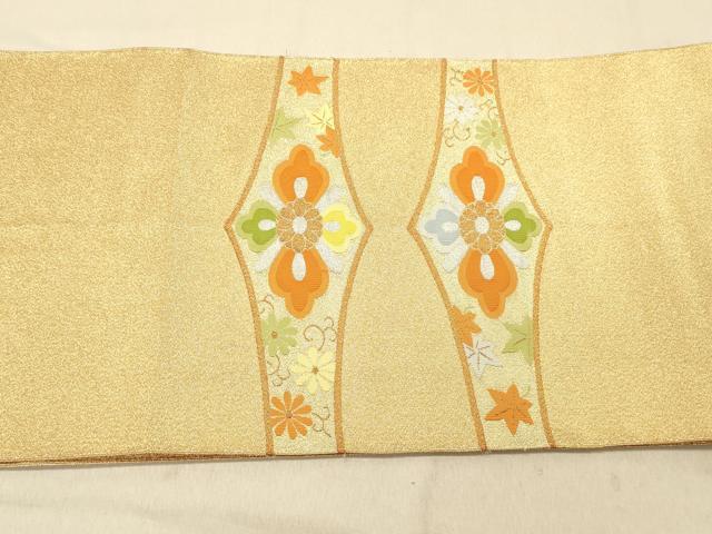 平和屋着物◎綴れ 八寸名古屋帯 更紗花菱文 金銀糸 正絹 逸品