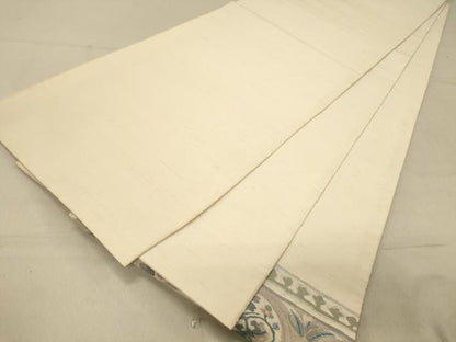 平和屋着物◎太鼓柄袋帯　紬地　横段花唐草文　正絹　逸品　DAAZ3607jm