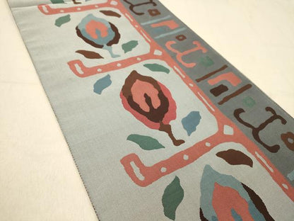 平和屋着物◎六通柄袋帯　抽象花間道　正絹　逸品　DAAZ3611jm