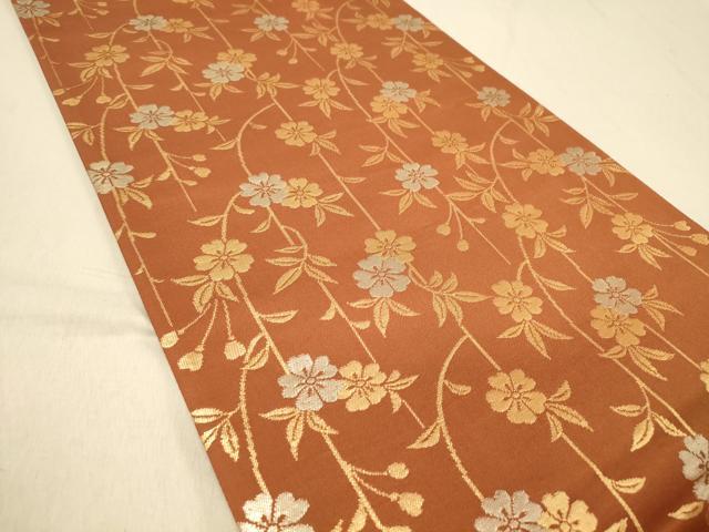 平和屋着物◎両面　六通柄袋帯　片輪車　花間道　金糸　正絹　逸品　DAAZ3622jm