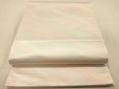 平和屋着物◎六通柄袋帯　霞文　銀糸　正絹　逸品　DAAZ3626jm
