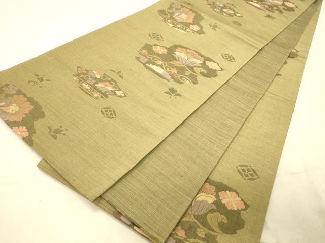 平和屋着物◎六通柄袋帯　更紗花唐草　正絹　逸品　DAAZ3632jm