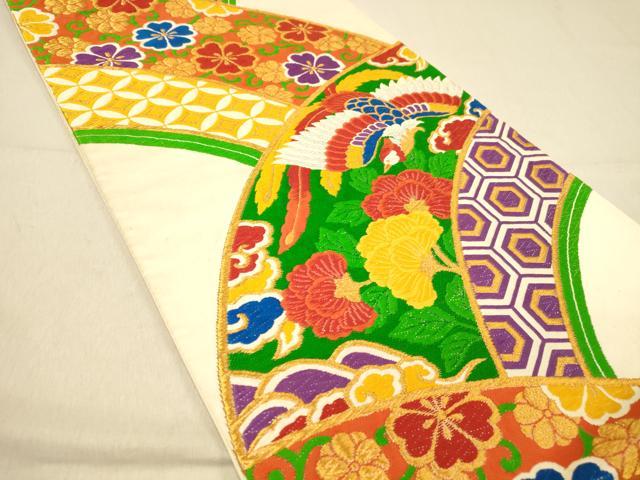 平和屋着物◎六通柄袋帯 唐織 吉祥鳳凰花文 金銀糸 正絹