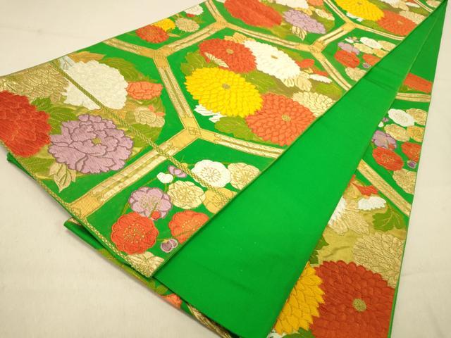 平和屋着物◎西陣　まいづる謹製　　六通柄袋帯　天井吉祥花文　じょうひん錦　金糸　証紙付き　正絹　逸品　DAAZ3658jm