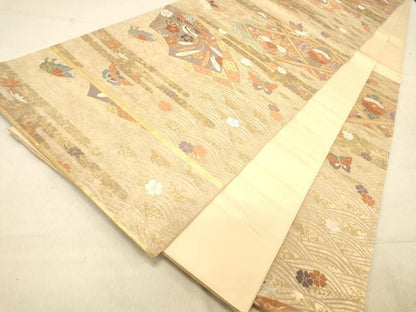 平和屋着物◎六通柄袋帯　唐織　地紙鳳凰花文　金糸　引箔　正絹　逸品　DAAZ3673jm