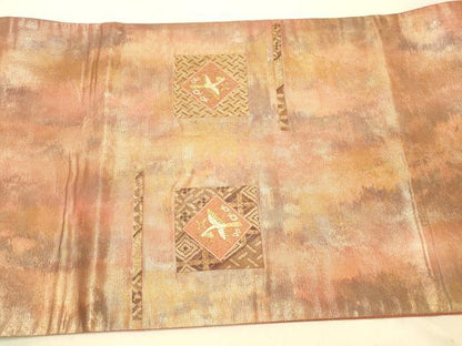 平和屋着物◎六通柄袋帯　唐木組　鳳凰花文　金糸　引箔　正絹　逸品　DAAZ3710jm