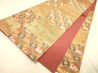 平和屋着物◎六通柄袋帯　作家物　有栖川文　金糸　正絹　逸品　DAAZ3776jm