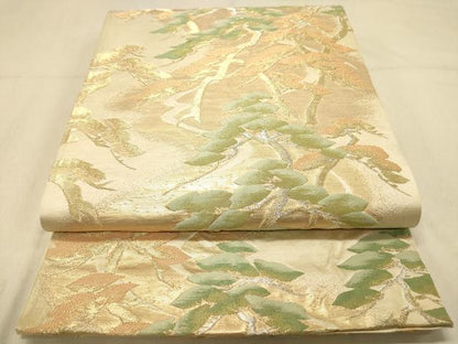 平和屋着物◎六通柄袋帯　松文　金銀糸　正絹　逸品　DAAZ3779jm