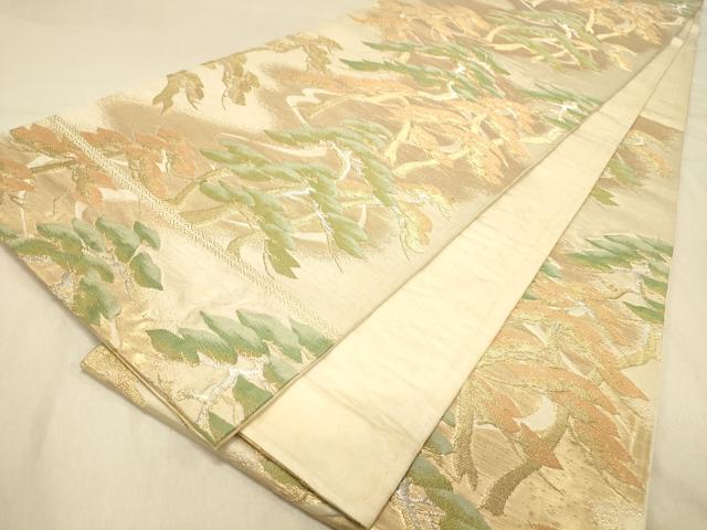 平和屋着物◎六通柄袋帯　松文　金銀糸　正絹　逸品　DAAZ3779jm