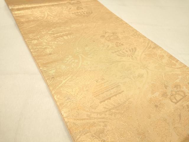 平和屋着物◎六通柄袋帯　更紗飾花文　金糸　正絹　逸品　DAAZ3793jm