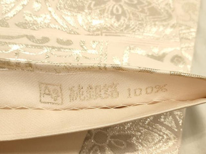 平和屋着物◎六通柄　本袋帯　手織錦　色紙更紗花文　Ag　純銀箔100%　正絹　逸品　DAAZ3794jm
