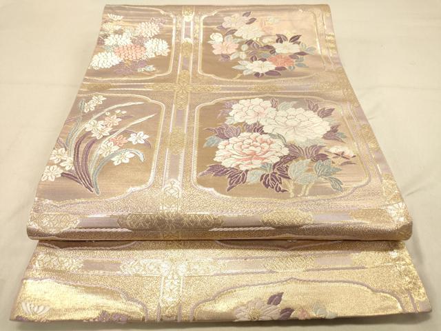 平和屋着物◎六通柄袋帯　唐織　天井吉祥花文　金糸　正絹　逸品　DAAZ3818jm