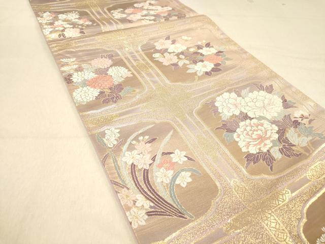 平和屋着物◎六通柄袋帯　唐織　天井吉祥花文　金糸　正絹　逸品　DAAZ3818jm