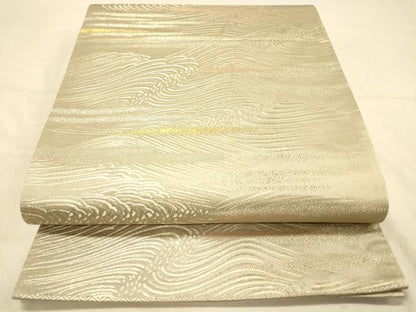 平和屋着物◎六通柄袋帯　立波文　金糸　　正絹　逸品　DAAZ3820jm