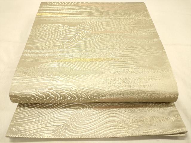 平和屋着物◎六通柄袋帯　立波文　金糸　　正絹　逸品　DAAZ3820jm
