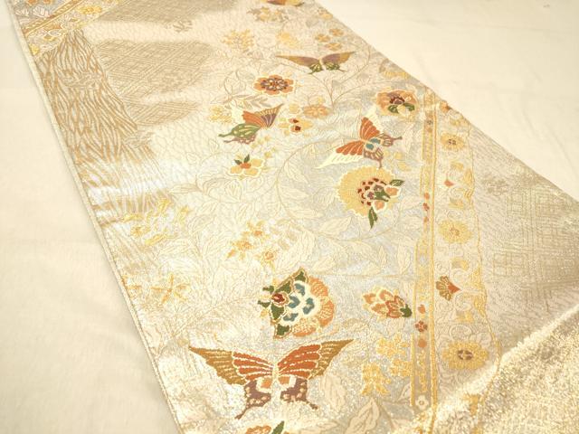 平和屋着物◎佐賀錦　六通柄袋帯　更紗花鳥文　金銀糸　正絹　逸品　DAAZ3828jm