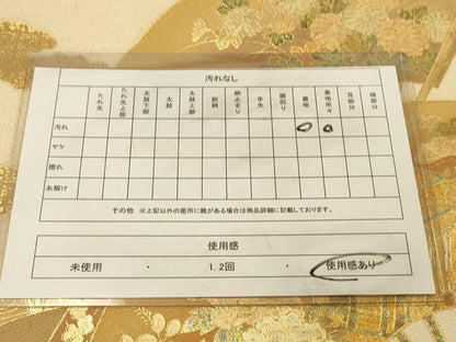 平和屋着物◎綴れ 太鼓柄袋帯 扇面御所車花文 金銀彩 正絹 逸品 DAAZ3836jm