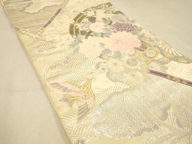 平和屋着物◎六通柄袋帯 唐織 花車文 金銀糸 正絹 逸品 DAAZ3842jm