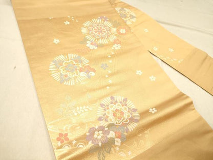平和屋着物◎九寸名古屋帯 正倉院花文 金糸 正絹 逸品 DAAZ3850jm