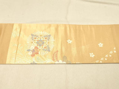 平和屋着物◎九寸名古屋帯 正倉院花文 金糸 正絹 逸品 DAAZ3850jm